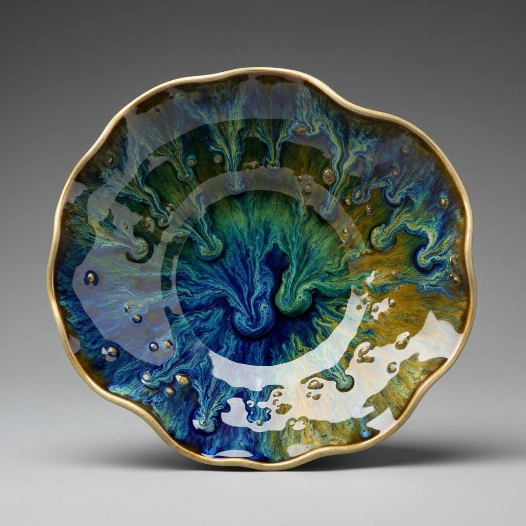 The kiln had its own ideas about this glaze. Sometimes the best pieces are the ones that didn't go according to plan.