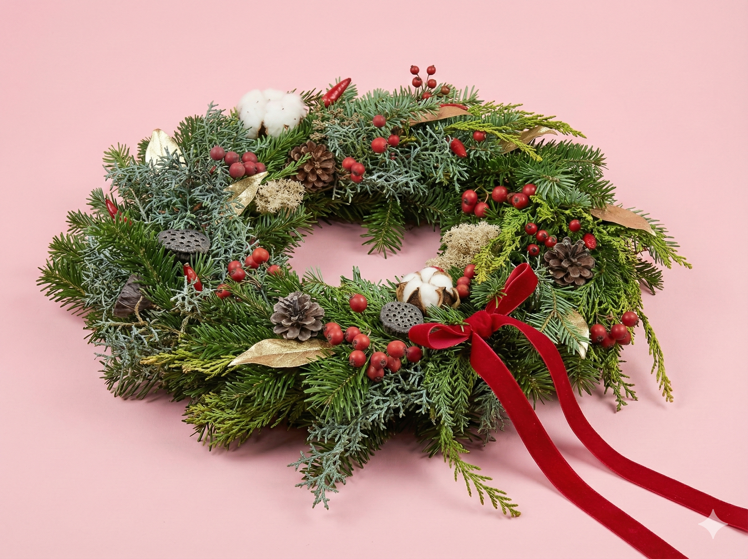 Handcrafted organic garland made from natural materials. Each piece celebrates the beauty of organic forms, with intentional variations that honor the natural growth patterns of the materials.